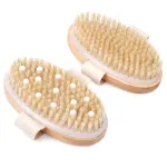 2 Pack Dry Brushing Body Brush, Natural Bristle Exfoliating Brush with Massage Nodes, for Lymphatic Drainage and Improving Skin Health and Reduces Acne