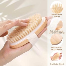 2 Pack Dry Brushing Body Brush, Natural Bristle Exfoliating Brush with Massage Nodes, for Lymphatic Drainage and Improving Skin Health and Reduces Acne 2 Pack Dry Brushing Body Brush, Natural Bristle Exfoliating Brush with Massage Nodes, for Lymphatic Drainage and Improving Skin Health and Reduces Acne