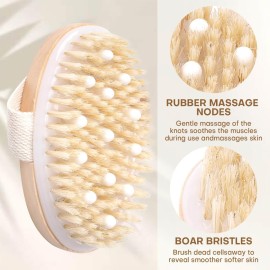 2 Pack Dry Brushing Body Brush, Natural Bristle Exfoliating Brush with Massage Nodes, for Lymphatic Drainage and Improving Skin Health and Reduces Acne 2 Pack Dry Brushing Body Brush, Natural Bristle Exfoliating Brush with Massage Nodes, for Lymphatic Drainage and Improving Skin Health and Reduces Acne