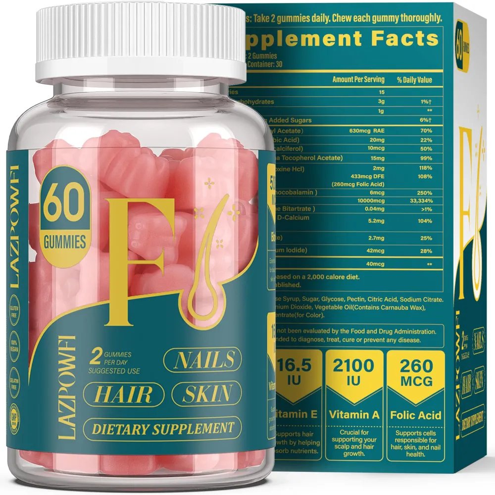 Lazpowfi Biotin Gummies -Hair Skin and Nails Vitamins for Men & Women, Vegan Vitamin B7, Supports Hair Growth and Stronger Nails,30 Day Supply - Raspberry-60 Count Lazpowfi Biotin Gummies -Hair Skin and Nails Vitamins for Men & Women, Vegan Vitamin B7, Supports Hair Growth and Stronger Nails,30 Day Supply - Raspberry-60 Count