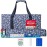 GUSTARIA American Mahjong Set,166 Premium Acrylic Tiles with Blue Prints, 4 All-in-One Color Rack/Pushers, Complete Mahjong Game Set with Floral Blue Carrying Bag