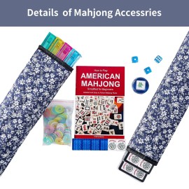 GUSTARIA American Mahjong Set,166 Premium Acrylic Tiles with Blue Prints, 4 All-in-One Color Rack/Pushers, Complete Mahjong Game Set with Floral Blue Carrying Bag GUSTARIA American Mahjong Set,166 Premium Acrylic Tiles with Blue Prints, 4 All-in-One Color Rack/Pushers, Complete Mahjong Game Set with Floral Blue Carrying Bag
