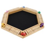 Pacific Shore Games Shut The Box Game 6 Player - Natural Wood, Wooden Board Game, Table Games for Adults, Bar Games, Portable Dice Game for 1-6 Players, Classic