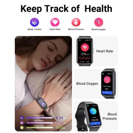 Amzhero Health Fitness Tracker with 24/7 Heart Rate, Blood Oxygen, Blood Pressure, Sleep Tracker, 5ATM Waterproof Activity Trackers with Step Tracker, Pedometer (S & L Bands Included)