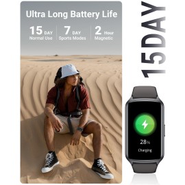 Amzhero Health Fitness Tracker with 24/7 Heart Rate, Blood Oxygen, Blood Pressure, Sleep Tracker, 5ATM Waterproof Activity Trackers with Step Tracker, Pedometer (S & L Bands Included)