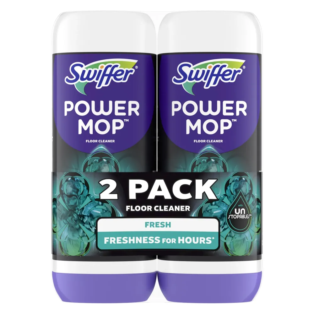 Swiffer PowerMop Floor Cleaning Solution with Unstopables Fresh Scent, PowerMop Refills, Floor Cleaner for Mopping, 25.3 fl oz, 2 Pack Swiffer PowerMop Floor Cleaning Solution with Unstopables Fresh Scent, PowerMop Refills, Floor Cleaner for Mopping, 25.3 fl oz, 2 Pack
