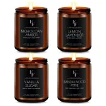 Scented Candles for Home Scented Aromatherapy Candles, 4 Pack 28 Oz Soy Wax Candle Gift Set for Women Men (Lemon Lavender/Vanilla Sugar/Sandalwood Rose/Moroccan Amber)