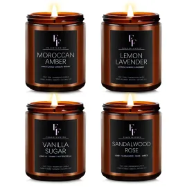 Scented Candles for Home Scented Aromatherapy Candles, 4 Pack 28 Oz Soy Wax Candle Gift Set for Women Men (Lemon Lavender/Vanilla Sugar/Sandalwood Rose/Moroccan Amber)