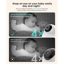 Jartoo 2K Video Baby Monitor with Camera and Audio, 3000ft Long Range Baby Monitor No WiFi 5.5 FHD Screen ANC Baby Camera Wireless, Room, Portable, Night Vision, 2-Way Talk, AI Cry Detect, 6000mAh
