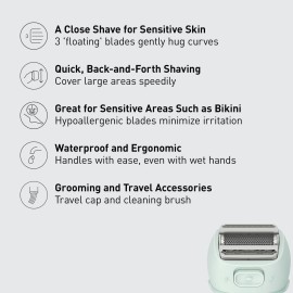 Panasonic Electric Razor for Women, Cordless 3-Blade Shaver with Pop-Up Trimmer, Wet Dry Operation - ES-AWL6AG (Mint) Panasonic Electric Razor for Women, Cordless 3-Blade Shaver with Pop-Up Trimmer, Wet Dry Operation - ES-AWL6AG (Mint)