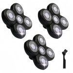 3 pcs Blades Refills Compatible with Freebird Head Shaver, 5 Blades Shaver Replacement Heads for Bald Men Freedom Grooming + 1 Cleaning Brush, Silver