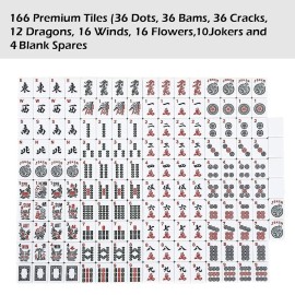 ZGME American Mahjong Set,166 White Tiles with Brown Rectangular Bag and Accessories,4 All-in-One Mahjong Racks with Pushers ZGME American Mahjong Set,166 White Tiles with Brown Rectangular Bag and Accessories,4 All-in-One Mahjong Racks with Pushers