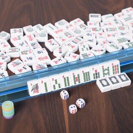 ZGME American Mahjong Set,166 White Tiles with Brown Rectangular Bag and Accessories,4 All-in-One Mahjong Racks with Pushers ZGME American Mahjong Set,166 White Tiles with Brown Rectangular Bag and Accessories,4 All-in-One Mahjong Racks with Pushers