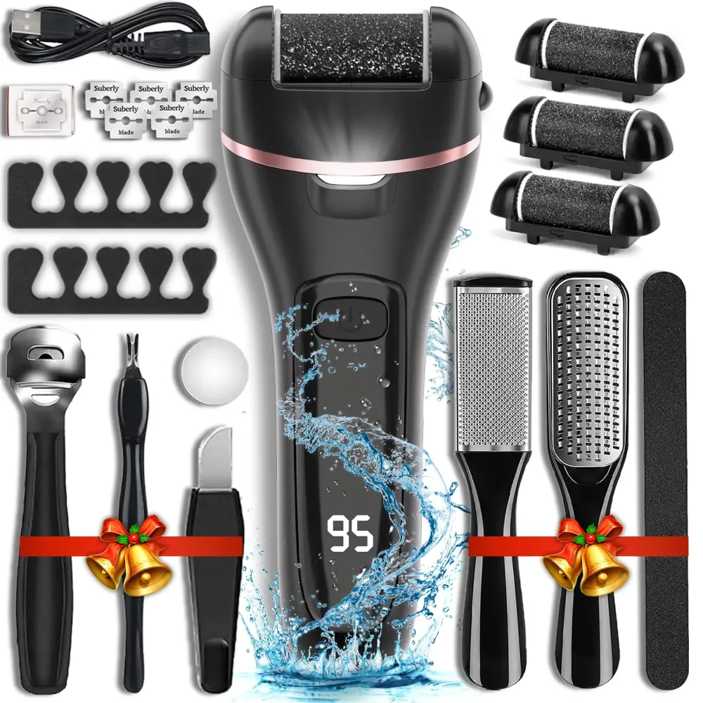 Electric Callus Remover for Feet with 3 Roller Heads 2 Speed Rechargeable Waterproof Professional Pedicure Kit 17 in 1 Foot File Tools Perfect for Dead Hard Cracked Dry Skin Electric Callus Remover for Feet with 3 Roller Heads 2 Speed Rechargeable Waterproof Professional Pedicure Kit 17 in 1 Foot File Tools Perfect for Dead Hard Cracked Dry Skin