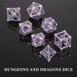 DND Dice, HNCCESG Purple White Dragon Hollow Metal Polyhedral Dice Set for Dungeons and Dragons Dice RPG MTG Table Board Games (Purple White Dragon) DND Dice, HNCCESG Purple White Dragon Hollow Metal Polyhedral Dice Set for Dungeons and Dragons Dice RPG MTG Table Board Games (Purple White Dragon)