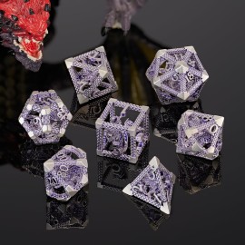 DND Dice, HNCCESG Purple White Dragon Hollow Metal Polyhedral Dice Set for Dungeons and Dragons Dice RPG MTG Table Board Games (Purple White Dragon) DND Dice, HNCCESG Purple White Dragon Hollow Metal Polyhedral Dice Set for Dungeons and Dragons Dice RPG MTG Table Board Games (Purple White Dragon)