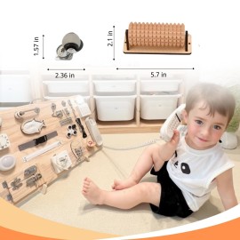 4 Pieces Busy Board DIY Parts - DIY Materials for Parents - Sensory Board Accessories -Wheels-Flip Sequin Fish-Wooden Roller-Beads - Montessori Educational Items