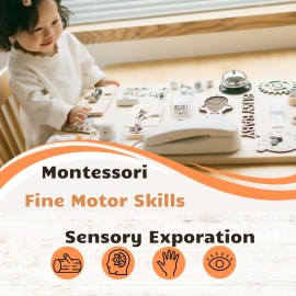 4 Pieces Busy Board DIY Parts - DIY Materials for Parents - Sensory Board Accessories -Wheels-Flip Sequin Fish-Wooden Roller-Beads - Montessori Educational Items