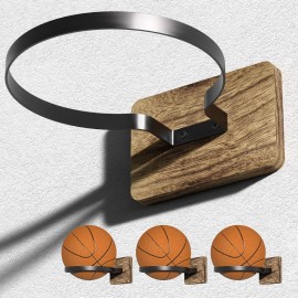 4 Pcs Wall Mount Basketball Holder with Wooden Base, Ball Storage Holders Display Rack for Autograph Basketball, Football, Soccer, Volleyball Collection, Sports Accessories Organizer for Player Fans 4 Pcs Wall Mount Basketball Holder with Wooden Base, Ball Storage Holders Display Rack for Autograph Basketball, Football, Soccer, Volleyball Collection, Sports Accessories Organizer for Player Fans