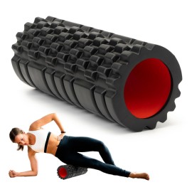 Krightlink Foam Roller for Deep Tissue Massager, 13 High Density Exercise Patented Roller for Muscle Massage and Myofascial Trigger Point Release Back Roller for Fitness, Yoga and Pilates (Black)