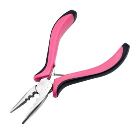 Quacc Hair Extension Pliers 3-Hole Mini Hair Extension Tool for Micro and Nano Ring Hair Extensions (Pink)