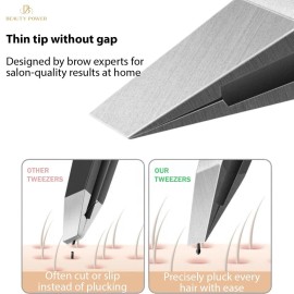 Beauty Power Professional Tweezers - Slant, Durable Lightweight German Stainless Steel, Ultra Precision Tweezers for Eyebrows, Facial Hair, Chin, and Ingrown Hair Removal - Gift (Matte Black) Beauty Power Professional Tweezers - Slant, Durable Lightweight German Stainless Steel, Ultra Precision Tweezers for Eyebrows, Facial Hair, Chin, and Ingrown Hair Removal - Gift (Matte Black)