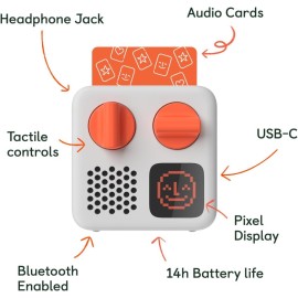 Yoto Mini (2024 Edition) + Make Your Own Card  Kids Screen-Free Bluetooth Audio Player, All-in-1 Travel Device Plays Stories Music Podcast Radio Ok-to-Wake Clock, Use as Speaker or with Headphones