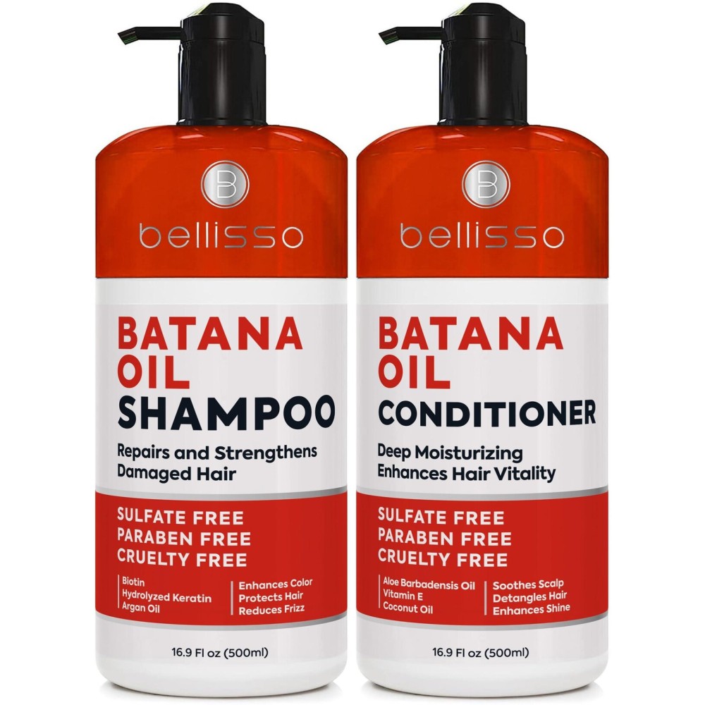 Batana Oil Shampoo and Conditioner Set - Thickening Hair Products for Women and Men - For Strengthening and Volumizing Fine and Thinning Hair - Sulfate Free with Biotin and Keratin for a Fuller Look Batana Oil Shampoo and Conditioner Set - Thickening Hair Products for Women and Men - For Strengthening and Volumizing Fine and Thinning Hair - Sulfate Free with Biotin and Keratin for a Fuller Look