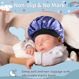 WINSTECK Bonnet, Soft Silk Satin Bonnet for Girls Boys Infant, Double Layer & Wide Elastic Band Kids Sleeping Cap, Adjustable Blue Night Hat for Toddler Child Natural Hair Curly Hair(Blue Spaceship) WINSTECK Bonnet, Soft Silk Satin Bonnet for Girls Boys Infant, Double Layer & Wide Elastic Band Kids Sleeping Cap, Adjustable Blue Night Hat for Toddler Child Natural Hair Curly Hair(Blue Spaceship)