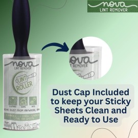 NOVA LINT REMOVER Lint Roller for Clothes Pet Hair Fur Remover from Clothes Lint Remover for Clothes Lint Remover Roller with Cover| 3 Refill (10 Cm) X 60 Sheets = 180 Sheets | Standard Roller LINT