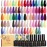ROSALIND 30pcs Gel Nail Polish Set, 26 Colors Gel Polish with 4Pcs Base and Glossy Matte Glitter Top Coat All Seasons Nude Blue Red Nails art Kit DIY Salon at Home