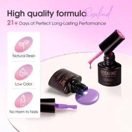 ROSALIND 30pcs Gel Nail Polish Set, 26 Colors Gel Polish with 4Pcs Base and Glossy Matte Glitter Top Coat All Seasons Nude Blue Red Nails art Kit DIY Salon at Home