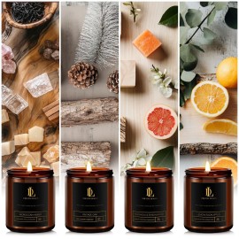 Scented Candles Set, Men Candle Set, 4 Pack Candles Gifts for Men, Soy Candle Scents of Vintage Oak/Magnolia & Sandalwood/Moroccan Amber/Lemon Eucalyptus Scented Candles Set, Men Candle Set, 4 Pack Candles Gifts for Men, Soy Candle Scents of Vintage Oak/Magnolia & Sandalwood/Moroccan Amber/Lemon Eucalyptus