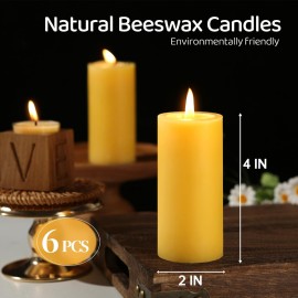 6 Pack Natural Beeswax Pillar Candles,100% Pure Beeswax Candles-210 Hours Long Burning,Organic Bees Wax Candles for Home,Paryer,Parties,Unscented Dripless Smokeless Beeswax Candle Bulk 2x4in 6 Pack Natural Beeswax Pillar Candles,100% Pure Beeswax Candles-210 Hours Long Burning,Organic Bees Wax Candles for Home,Paryer,Parties,Unscented Dripless Smokeless Beeswax Candle Bulk 2x4in