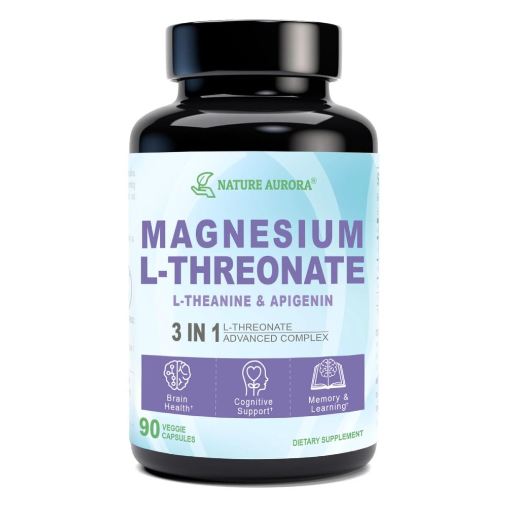 Magnesium L-Threonate Complex Supplement with Apigenin and L-theanine, High Absorption Magnesium Threonate for Sleep Aid, Brain Health and Cognitive Function, Gluten Free, Non-GMO, 90 Capsules Magnesium L-Threonate Complex Supplement with Apigenin and L-theanine, High Absorption Magnesium Threonate for Sleep Aid, Brain Health and Cognitive Function, Gluten Free, Non-GMO, 90 Capsules