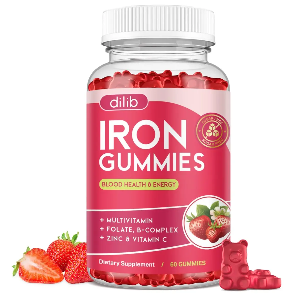 Iron Gummies with Multivitamin, Iron Supplement for Women & Men with Zinc, Vitamin B Complex & C, B12, Folate - Blood Builder & Energy Support for Adults & Kids - Strawberry Flavor, Vegan 60 Gummies Iron Gummies with Multivitamin, Iron Supplement for Women & Men with Zinc, Vitamin B Complex & C, B12, Folate - Blood Builder & Energy Support for Adults & Kids - Strawberry Flavor, Vegan 60 Gummies