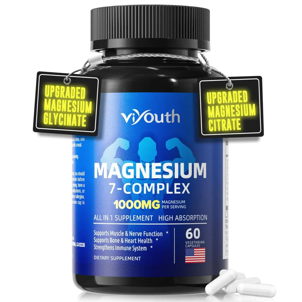 Glycinate Supplement, Magnesium 7 Complex Advanced with Citrate Malate Chelate Taurate Orotate Aspartate, Capsules with Zinc, Vitamin D3 & B6 for Sleep, Muscle Relief, 60 Capsules Glycinate Supplement, Magnesium 7 Complex Advanced with Citrate Malate Chelate Taurate Orotate Aspartate, Capsules with Zinc, Vitamin D3 & B6 for Sleep, Muscle Relief, 60 Capsules