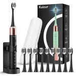 Sonic Electric Toothbrush for Adults and Kids, Comes with 10 Brush Heads & Travel Case, 5 Modes with 2 Minutes Built in Smart Timer, One Charge for 90 Days, 42,000 VPM Motor (Black)