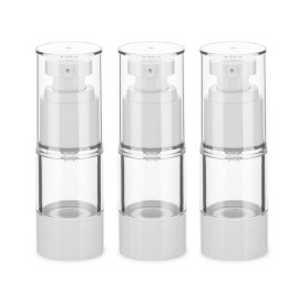 IFDGCTK 0.5OZ/15ML Clear Airless Pump Bottles, Lotion Dispenser Travel with Pump, Vacuum Plastic Travel Size Lotion Bottle for Foundation, Creams, Cosmetic(3 Pack)
