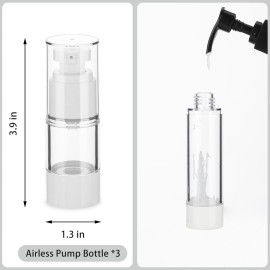 IFDGCTK 0.5OZ/15ML Clear Airless Pump Bottles, Lotion Dispenser Travel with Pump, Vacuum Plastic Travel Size Lotion Bottle for Foundation, Creams, Cosmetic(3 Pack)