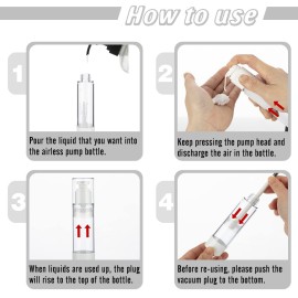IFDGCTK 0.5OZ/15ML Clear Airless Pump Bottles, Lotion Dispenser Travel with Pump, Vacuum Plastic Travel Size Lotion Bottle for Foundation, Creams, Cosmetic(3 Pack)