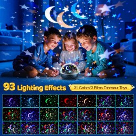 Dinosaur Toys for Kids 2-4,Remote+3 Films+93 EffectsDinosaur Toys for Kids 5-7,3 Timer+5 BrightnessToys for 5 Year Old Boy Toys Age 3,Rotate Night Light Projector,Toddler Night Light Projector