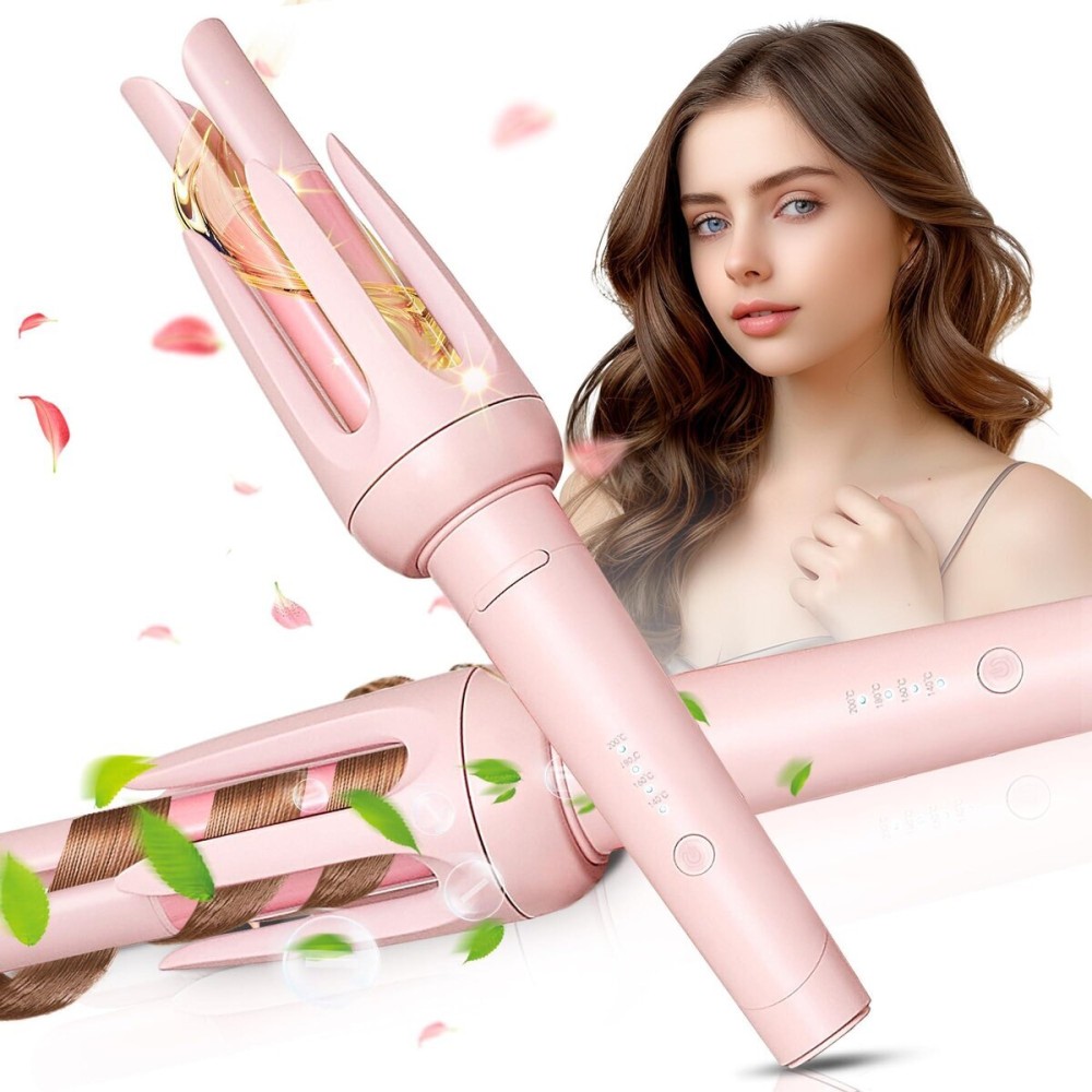 Auto Hair Curler, Automatic Curling Iron with 4 Temperature & 3 Timer, Automatic Shut-Off, Anti-Scald, Anti-Tangle Rotating Curling Wand for Hair Styling, Pink Auto Hair Curler, Automatic Curling Iron with 4 Temperature & 3 Timer, Automatic Shut-Off, Anti-Scald, Anti-Tangle Rotating Curling Wand for Hair Styling, Pink