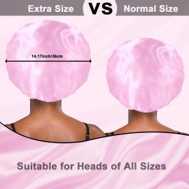2Pcs Satin Silk Hair Bonnet for Sleeping Women,Large Bonnets with Elastic Wide Tie Band Silk Sleep Cap,Hair Wrap Night Cap with Adjustable Straps for Black Women Curly Hair Jumbo Bonnet Braid - Pink 2Pcs Satin Silk Hair Bonnet for Sleeping Women,Large Bonnets with Elastic Wide Tie Band Silk Sleep Cap,Hair Wrap Night Cap with Adjustable Straps for Black Women Curly Hair Jumbo Bonnet Braid - Pink