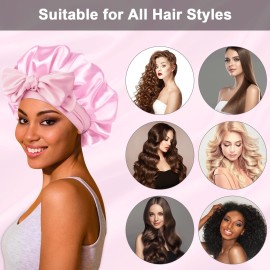 2Pcs Satin Silk Hair Bonnet for Sleeping Women,Large Bonnets with Elastic Wide Tie Band Silk Sleep Cap,Hair Wrap Night Cap with Adjustable Straps for Black Women Curly Hair Jumbo Bonnet Braid - Pink 2Pcs Satin Silk Hair Bonnet for Sleeping Women,Large Bonnets with Elastic Wide Tie Band Silk Sleep Cap,Hair Wrap Night Cap with Adjustable Straps for Black Women Curly Hair Jumbo Bonnet Braid - Pink