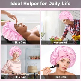 2Pcs Satin Silk Hair Bonnet for Sleeping Women,Large Bonnets with Elastic Wide Tie Band Silk Sleep Cap,Hair Wrap Night Cap with Adjustable Straps for Black Women Curly Hair Jumbo Bonnet Braid - Pink 2Pcs Satin Silk Hair Bonnet for Sleeping Women,Large Bonnets with Elastic Wide Tie Band Silk Sleep Cap,Hair Wrap Night Cap with Adjustable Straps for Black Women Curly Hair Jumbo Bonnet Braid - Pink