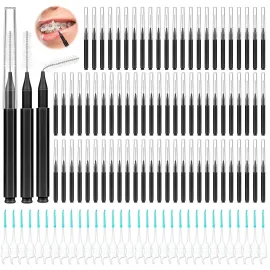 Lezmarket 300PCS Interdental Brushes for Braces, Soft and Bendable Dental Brush for Orthodontic Braces, Braces Cleaner Brush Tooth Pick Teeth Flossers Brushes for Teeth (Black)