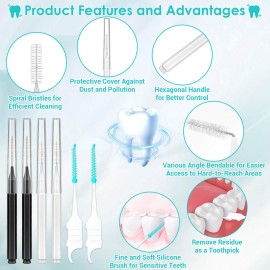 Lezmarket 300PCS Interdental Brushes for Braces, Soft and Bendable Dental Brush for Orthodontic Braces, Braces Cleaner Brush Tooth Pick Teeth Flossers Brushes for Teeth (White and Black) Lezmarket 300PCS Interdental Brushes for Braces, Soft and Bendable Dental Brush for Orthodontic Braces, Braces Cleaner Brush Tooth Pick Teeth Flossers Brushes for Teeth (White and Black)