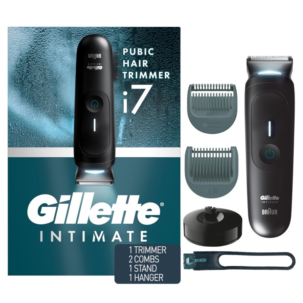 Gillette i7 Intimate Mens Premium Pubic Hair Trimmer, Waterproof LED Body Hair Trimmer for Men, Manscaping Body Groomer Gillette i7 Intimate Mens Premium Pubic Hair Trimmer, Waterproof LED Body Hair Trimmer for Men, Manscaping Body Groomer