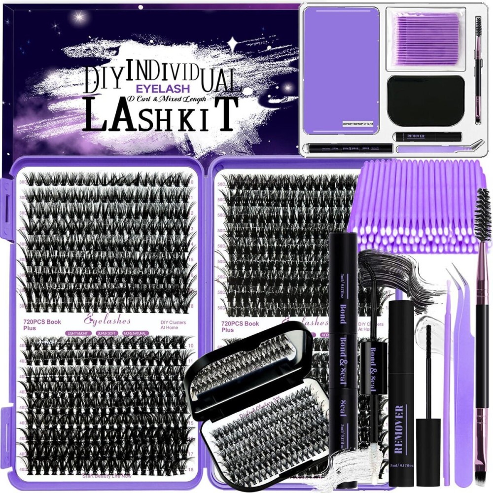 DIY Lash Extension Kit 840Pcs D Curl Individual Lash Clusters Eyelashes Extension Set with Mirror Lash Storage Box Lash Bond&Seal Glue Remover Tweezers Lash Brush Applicator DIY Lash Extension Kit 840Pcs D Curl Individual Lash Clusters Eyelashes Extension Set with Mirror Lash Storage Box Lash Bond&Seal Glue Remover Tweezers Lash Brush Applicator